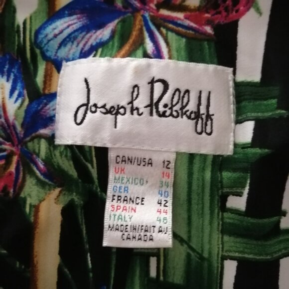 🇨🇦 Joseph Ribkoff Summer 2025 Animal & Tropical Print Faux Wrap Dress - Picture 8 of 9